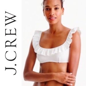 J.CREW WHITE RUFFLE BATHING SUIT TOP